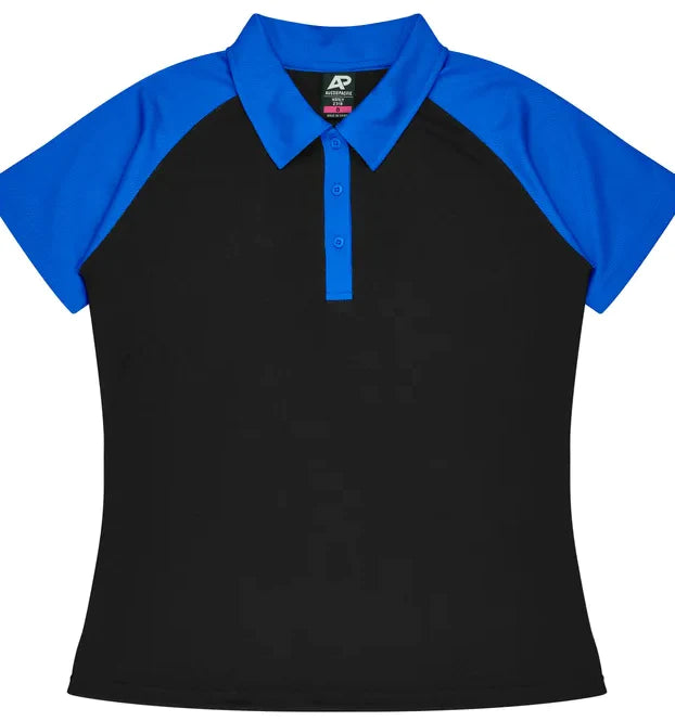 Aussie Pacific Manly Lady Polos 2318  Aussie Pacific BLACK/ELECTRIC ROYAL 6 